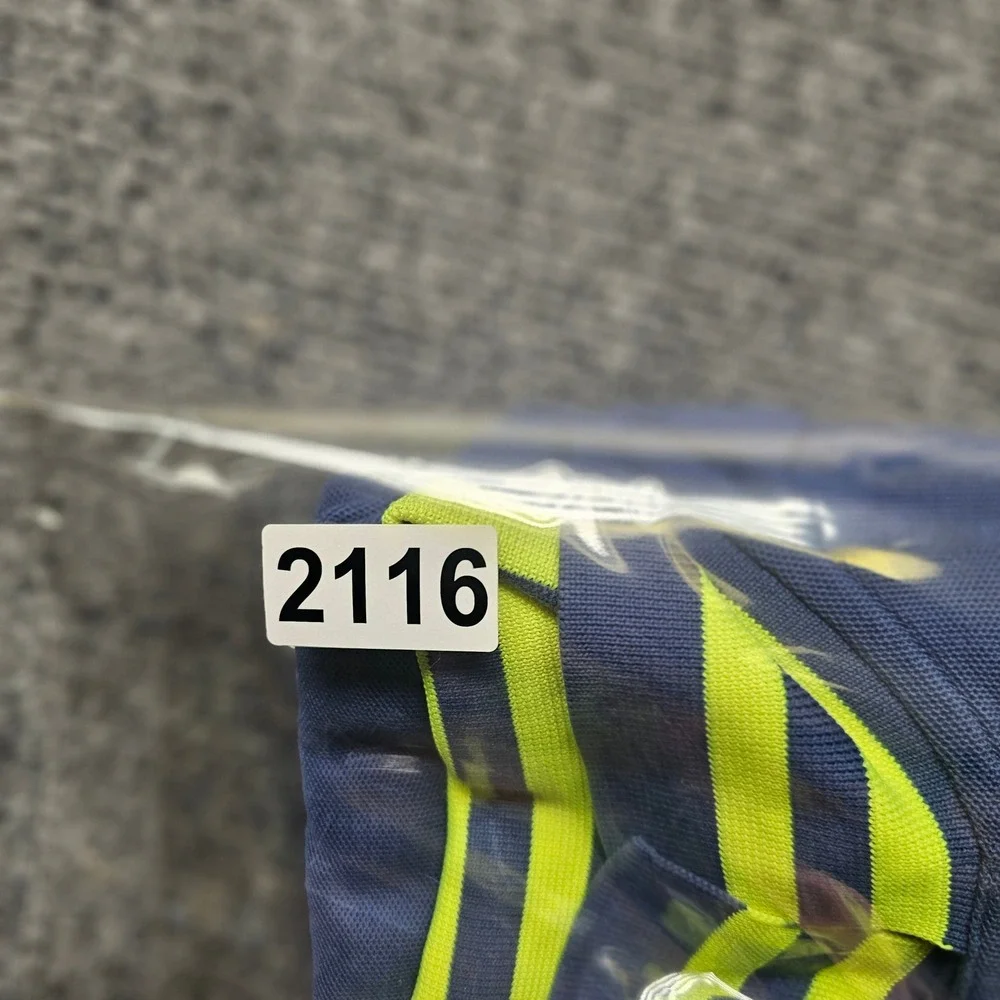 Psycho Bunny Kids Blue Pima Cotton Polo Shirt Neon Yellow Trim Size L 14/16